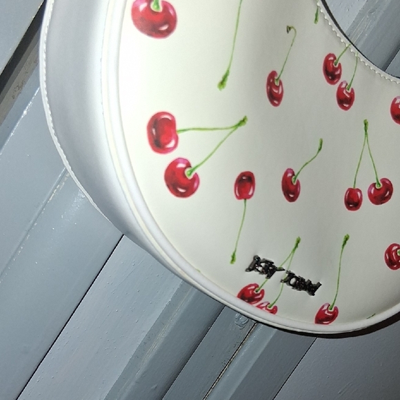 Betsey Johnson White Cherry-Print Crescent Mini Bag - Picture 6 of 8